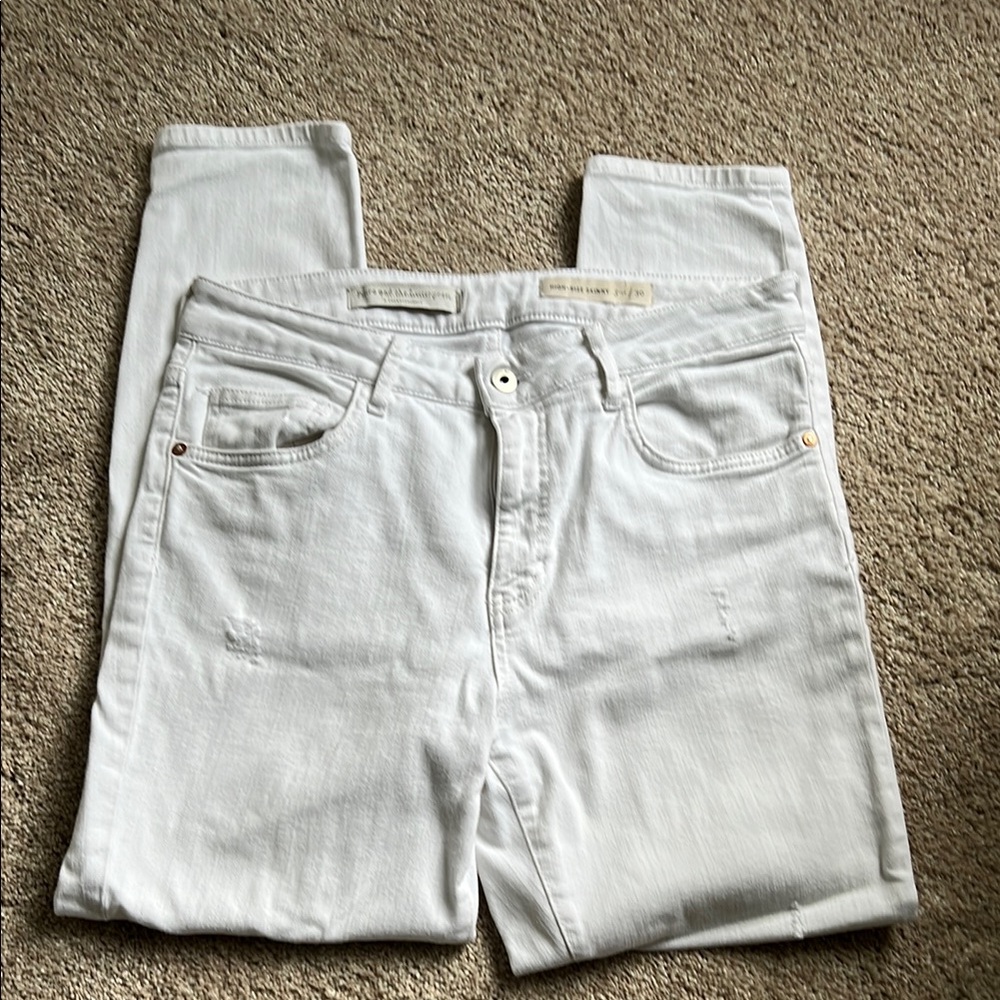 Pilcro and the Letterpress White Skinny Jeans